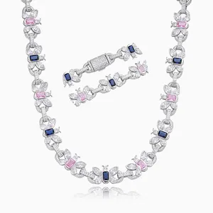Shining Star Jewelry Various Shape Cuts Diamond Luxury Colored Butterfly Necklace thumbnail-1