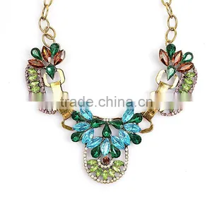 Fashion Gemstone Blue Turquoise Bead Chain Druzy Pendant Necklace For Women thumbnail-5