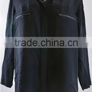SILK ZIP POCKET FASHION BLOUSE thumbnail-1