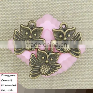Wholesale Diy Accessories Green Bronze Zinc Alloy Jewelry Wings Owl Pendant thumbnail-2