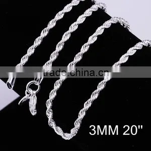 Hot Sale Silver Chunky Twisted Rope Necklace LKNSPCC014 thumbnail-1