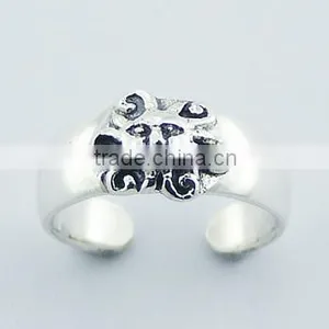 925 Sterling Silver Sun Toe Ring Detailed Ornamental Work thumbnail-1