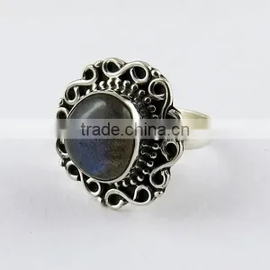 Artisan Oxidized Labradorite Ring, Silver Jewelry India, Oxidized Silver Jewelry thumbnail-5
