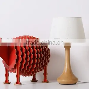 LED Wood Table Lamp JK-879-18 LED Wood Table Light White Round Lampshade Wooden Table Lamp thumbnail-5