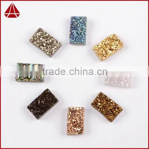 Small Grain Rectangle Flat Agate Druzy Bar Cabochon Semi-precious Gemstone for Jewelry thumbnail-2