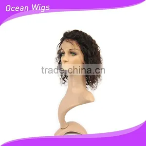 Human Hair Front Lace Wig, Deep Wave,10", Natural Color thumbnail-2