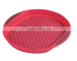 Wholesale Plastic Anti-skid Food Round Serving Tray With Handle Quality Choice thumbnail-1