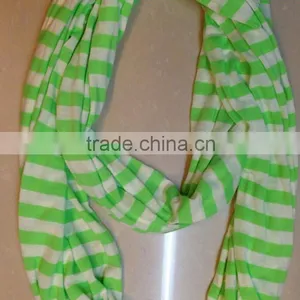 Color Striped Infinity Scarf Single Loop Scarf Stripe Jersey Knit for Men and Women thumbnail-2