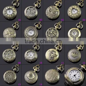 2016 Classic Vintage Bronze Quartz Pocket Watch In Bulk Hollow Watch Mens Pendent Necklace For Gift Box Quality Choice thumbnail-1