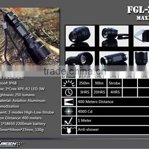 Aluminum Rechargeable R2 3 Watt Luxeon Led Flashlight thumbnail-4