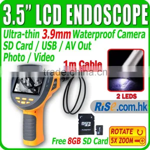 DVR Endoscope Borescope 3.5" LCD 1M Recordable 5x Zoom Free 8GB Video 3.9mm Inspection Camera thumbnail-1