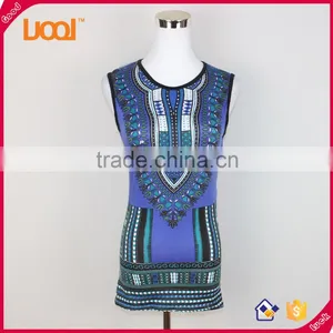 China Supplier in Bulk Dashiki Vest Top, Ladies African Ethnic Tank Top, Latest Women Dashiki Top thumbnail-4