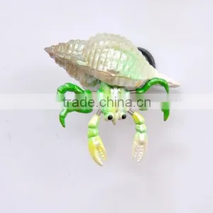 Handmade Delicate 4 Inch Pearl Powder Plastic Lobster in Carved Conch Shell Fridge Magnet, Fake Seafood Figures Quality Choice thumbnail-4