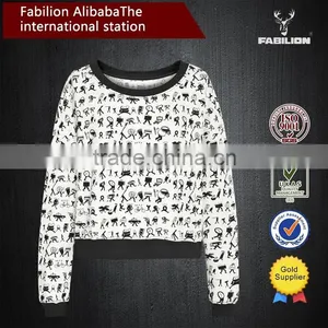 Spring 2015 Girl's Stylish Cartoon Printing Loose Long Sleeve Short Models European Sweater thumbnail-1