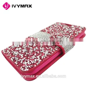 Wholesale Glittery Folio Pouch Credit Card Slot Cover Phone Case for LG K7 Tribute 5 Rhinestone Diamond Case for Girl thumbnail-3