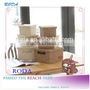 YIWU RODA 100% Cotton and Linen High-capacity Foldable Storage Box thumbnail-1