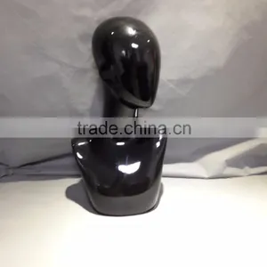 Fiberglass Display Head Black Head With Shoulder Hang Scarves and Shawls to Display thumbnail-1