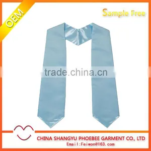 Hot Sell Sky Blue Satin Plain Graduation Stoles thumbnail-1