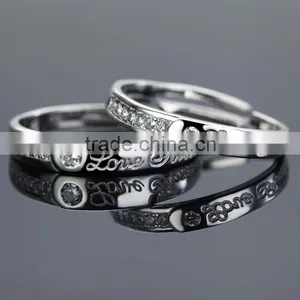2015 Fashion Love Letter Engraved Silver Couple Wedding Rings thumbnail-3