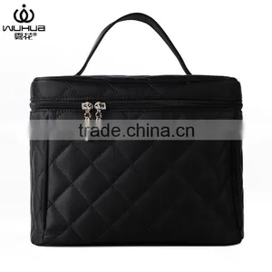 Classical and Quilted Nylon Stock Cosmetic Case With Mirror for Travel thumbnail-2