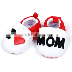 2016 Good Quality Comfortable Red White Shose With Saying I Love Mom Baby PU Toddler Shoes thumbnail-1