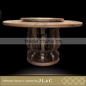 AT12-01 Round Dining Table With Lazy Susan in Dining Room From JL&C Luxury Home Furniture New Designs thumbnail-1