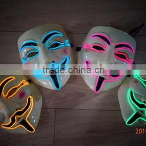 EL WIRE V for Vendetta Mask Party Mask / EL Light Halloween Mask / EL Wire V For Vendetta Mask thumbnail-5