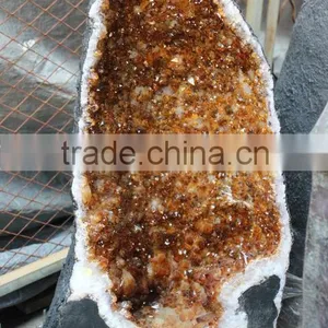 Wholesale Natural Rock Quartz Citrine Crystal Geode for Fengshui thumbnail-1