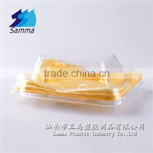 KW-0013C Disposable Mini Sushi Containers, Wooden Base Containers With Clear Lid thumbnail-1