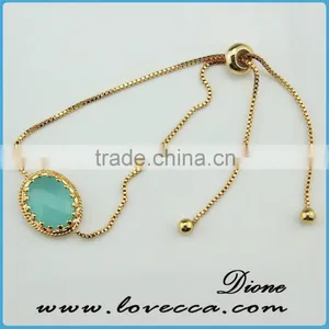 Cheap Wholesale 18K Gold Plated Brass Jewelry Fashion Adjustable Beads Womens Glass Stone thumbnail-5