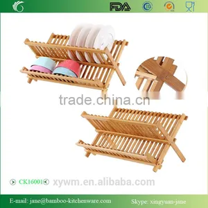 Bamboo Folding Dish Rack Dish Drying Rack Holder Utensil Drainer thumbnail-4