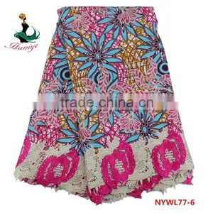 Haniye Wax With Lace Fabric Super Wax Print Fabrics With Guipure Embroidery Lace thumbnail-5