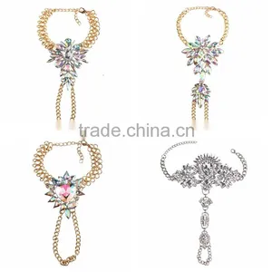 Crystal Foot Hand Chain Jewelry Barefoot Sandals Anklet With Toe Ring thumbnail-5
