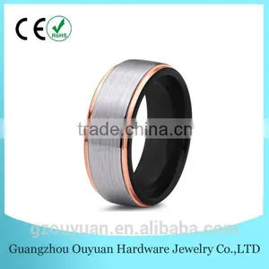 Two Tone Color Tungsten Carbide Wedding Band Ring thumbnail-1