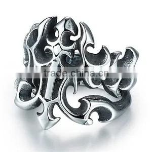 Biker Stainless Steel Hollowed-out Cross Ring thumbnail-2