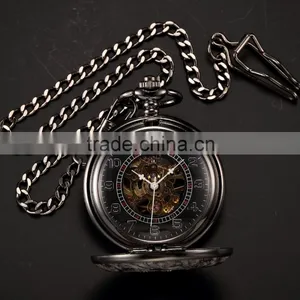 Antique Transparent Skeleton Necklace Mechanical Pocket Watch thumbnail-5