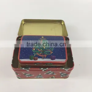 2017 New Design Custom Printed Small Square Tin Gift Box Can 2pc Set thumbnail-4