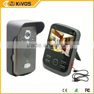 2.4Ghz 300meter Kivos Kdb300 Wireless Colour Video Door Phone With Pir Auto-detection Recording thumbnail-1
