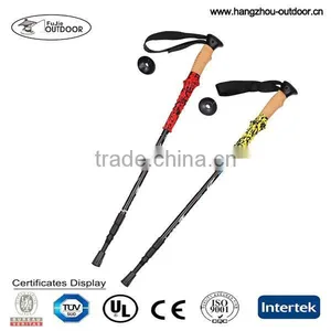 Cheap Lightweight Cork Wood Handle Camping Hiking Walking Stick With External Lock Supplier thumbnail-3
