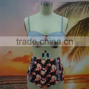 New Fashion Printed Flower Women Hot Sexy High Waist Bikini thumbnail-3