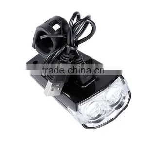 Bicycle Cycling 2 LEDs Safety USB Rechargeable Water Resistant Bright Front Head Light Bike Accessories thumbnail-4