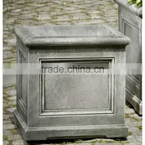 Simple Suqare Flower Mossy Clay Garden Urn thumbnail-1