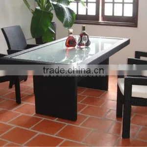 Outdoor Rattan Dining Table Set/ PE Wicker Dining Set of 5pcs thumbnail-1