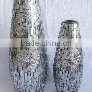 Good Quality Silver Mirror Mosaic Candle Holder thumbnail-3