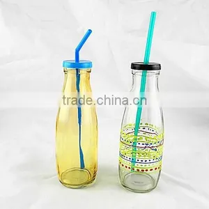 Nice Decal Glass Baby Milk Bottle With Plastic Straw thumbnail-1