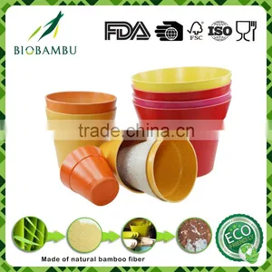 Best Selling Items License Bright Colored Bamboo Fiber Flower Pots thumbnail-2