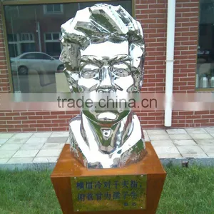 Stainless Steel Mirror Garden Items Chinese Luxun Statue Bust Decoration thumbnail-1