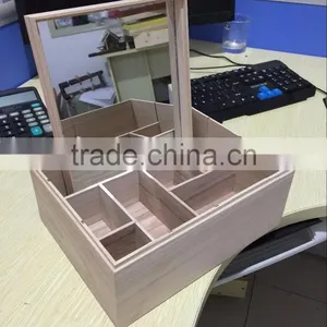 Wooden Natural Jewelry Gift Packaging Box Witjh Mirror thumbnail-5