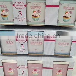 Transfer Decal Square Metal Tea Sugar Coffee Canisters thumbnail-2