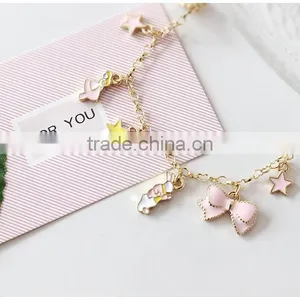 Enamel Star Bowknot Rabbit Pumpkin Carriage the Playing Cards Charms Bracelet Gold Chain Bracelet With Assorted Charms thumbnail-5